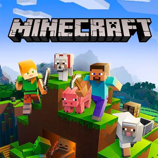 Minecraft landscape with its characters